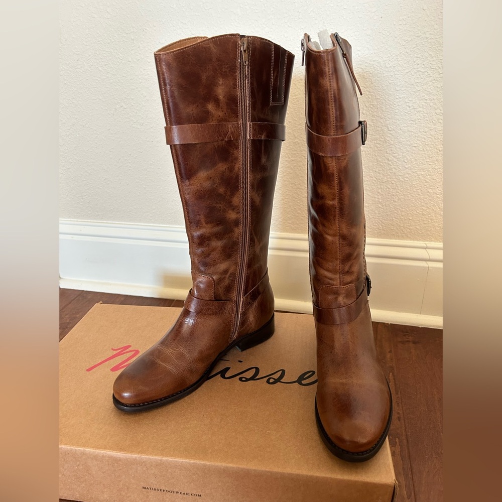Matisse Militia BrownTan Leather Wide Calf Riding Boots 10W New in box